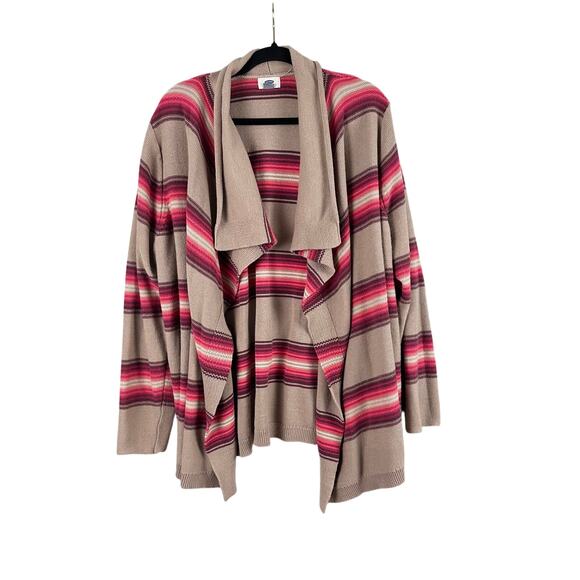 Old Navy Heavy Knit Cardigan Size XXL Brown Red Open Waterfall Casual Classic - Picture 1 of 10